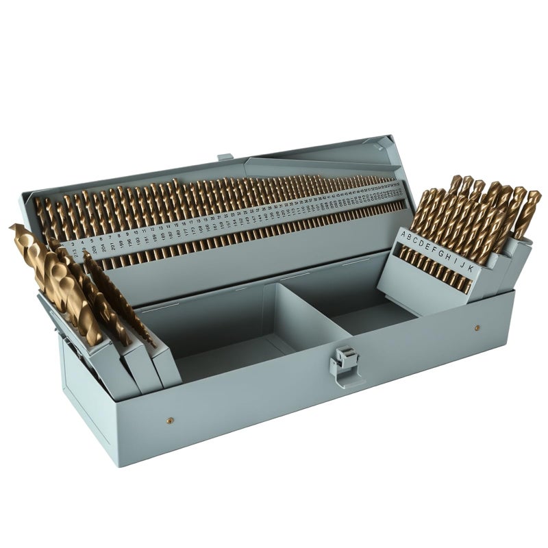 COMOWARE Cobalt Drill Bit Set- 115Pcs M35 High Speed Steel Twist Jobber Length for Hardened Metal, Stainless Steel, Cast Iron and Wood Plastic with Metal Indexed Storage Case, 1/16" - 1/2" - Image 1