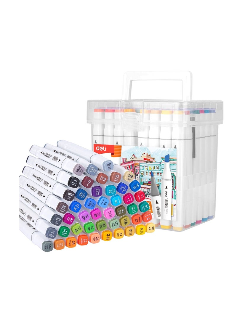 Deli 48 قطعة من أقلام الرسم المزدوجة الجوانب متعددة الألوان - Image 1