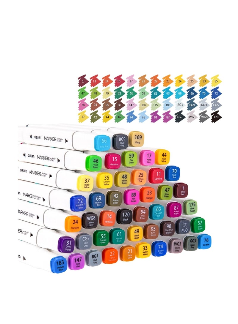 Deli 48 قطعة من أقلام الرسم المزدوجة الجوانب متعددة الألوان - Image 2