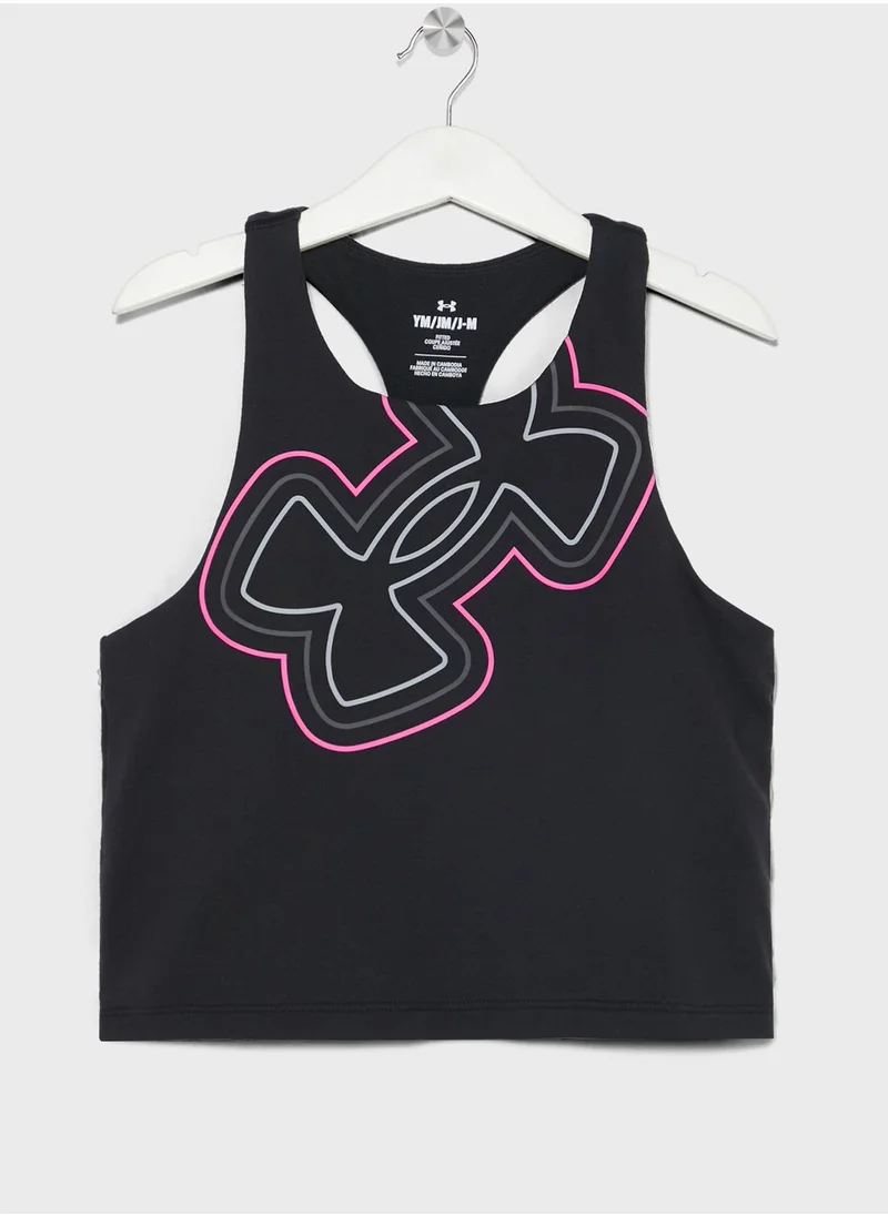 UNDER ARMOUR Girls' Motion Branded Crop Tank Top