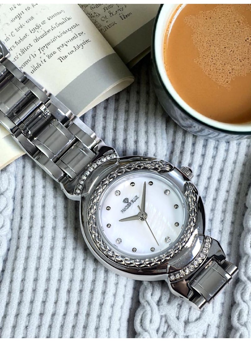 فاندر بلو ساعة يد انيقة رسمية للنساء انالوج بعقارب وحركة كوارتز من الستانلس ستيل ومقاومة للماء - Image 2