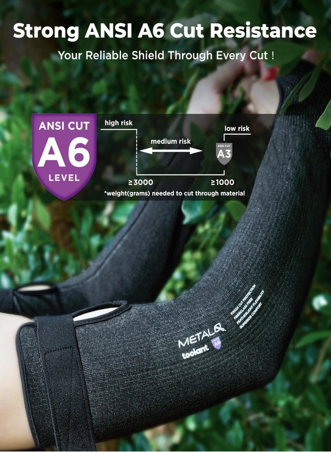 toolant ANSI A6 Cut Resistant Sleeves, Cooling Arm Protection Sleeves for Gardening, PFAS Free Arm Protectors for Thin Skin and Bruising, Construction, Pet Grooming, Black, 1 Pair - Image 2