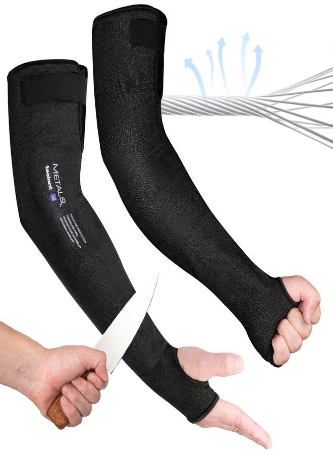 toolant ANSI A6 Cut Resistant Sleeves, Cooling Arm Protection Sleeves for Gardening, PFAS Free Arm Protectors for Thin Skin and Bruising, Construction, Pet Grooming, Black, 1 Pair - Image 1