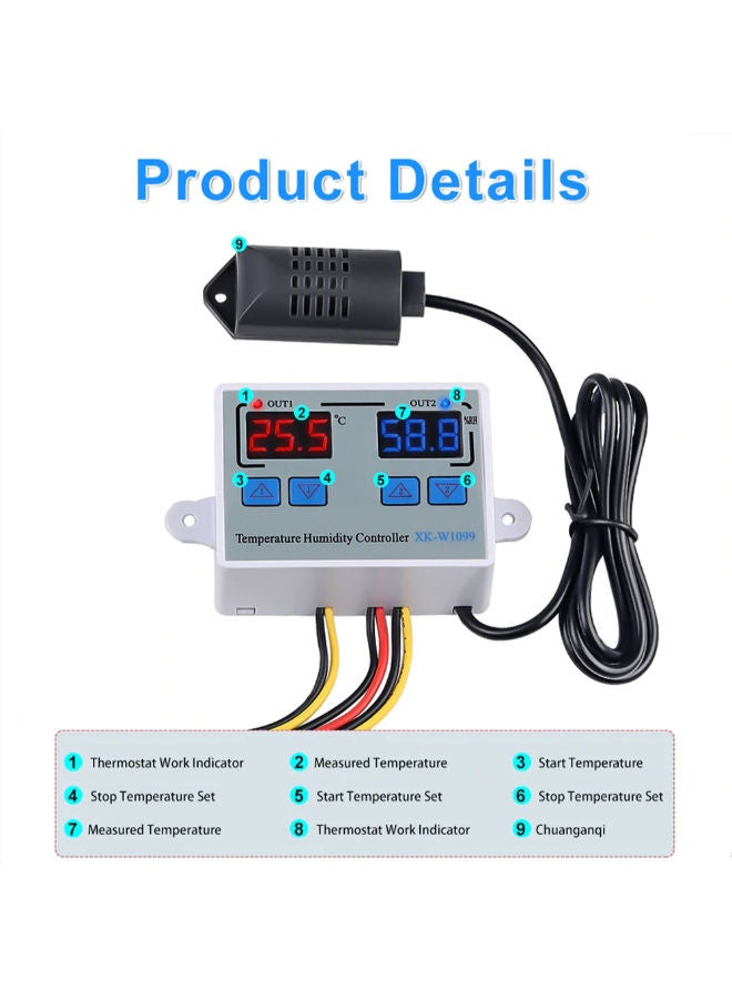نيبمينينت جهاز تحكم رقمي مزدوج في درجة الحرارة والرطوبة متعدد الألوان - Image 3