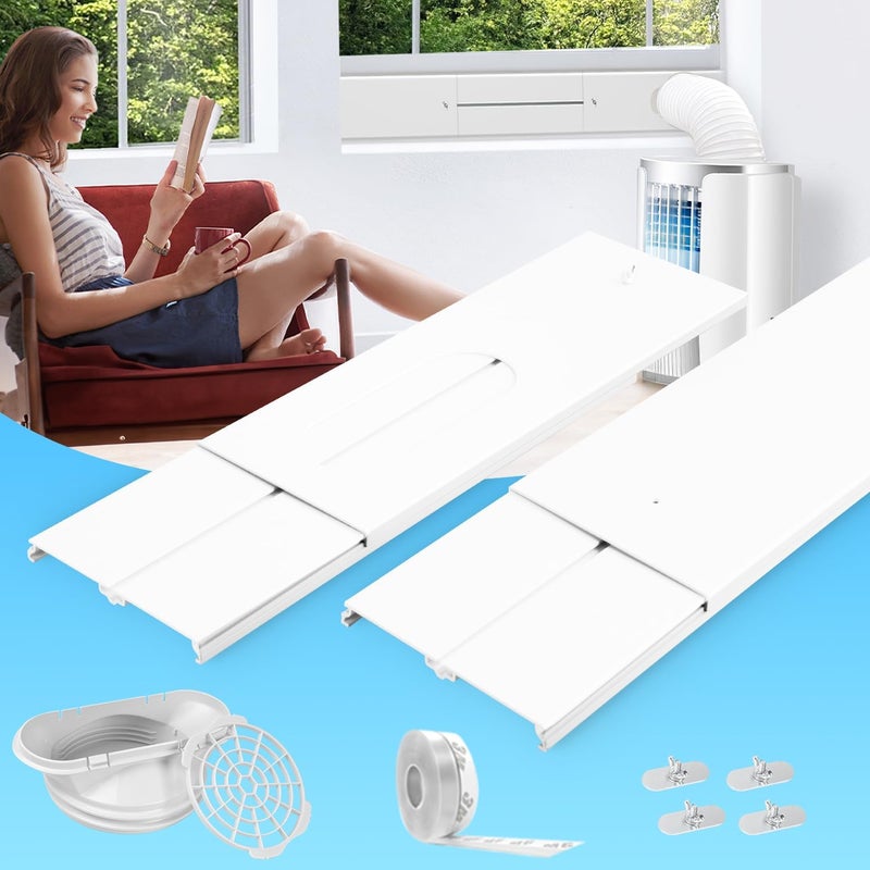 IKSTAR Portable AC Window Vent Kit, [2023 SEAMLESS] Universal Portable Air Conditioner Window Kit, Sliding Window AC Vent Kit, Fit for All AC with 5.1"/5.9" Exhaust Hose, Adjust Length from 16.9" to 62" - Image 1