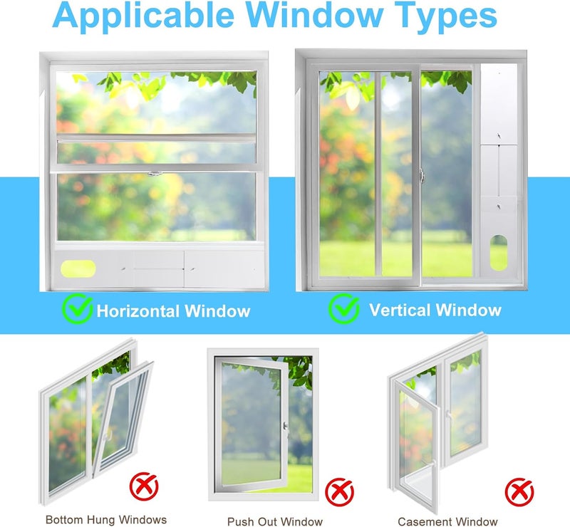 IKSTAR Portable AC Window Vent Kit, [2023 SEAMLESS] Universal Portable Air Conditioner Window Kit, Sliding Window AC Vent Kit, Fit for All AC with 5.1"/5.9" Exhaust Hose, Adjust Length from 16.9" to 62" - Image 5