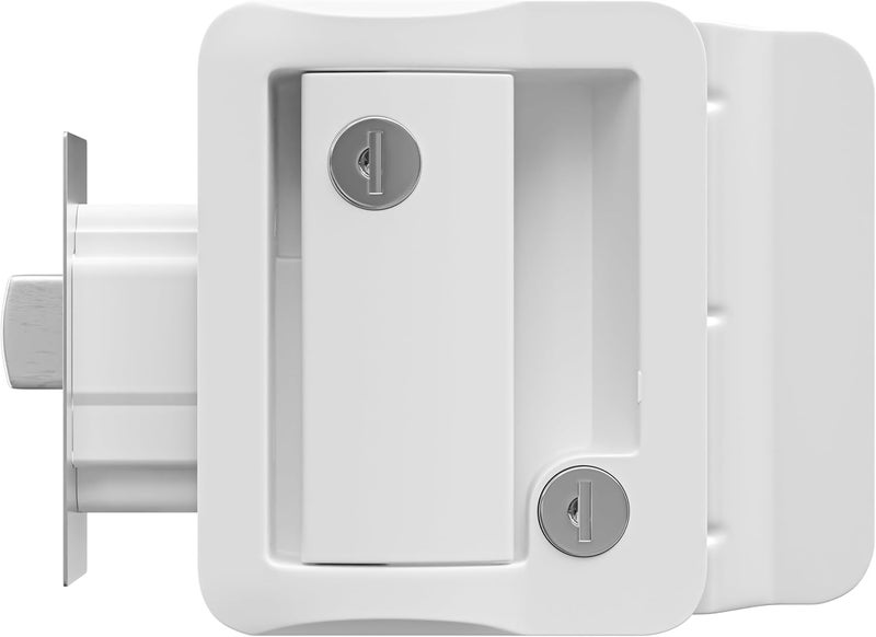 Leisure Locks RV Travel Trailer Entry Door Polar White Paddle Deadbolt - Image 4