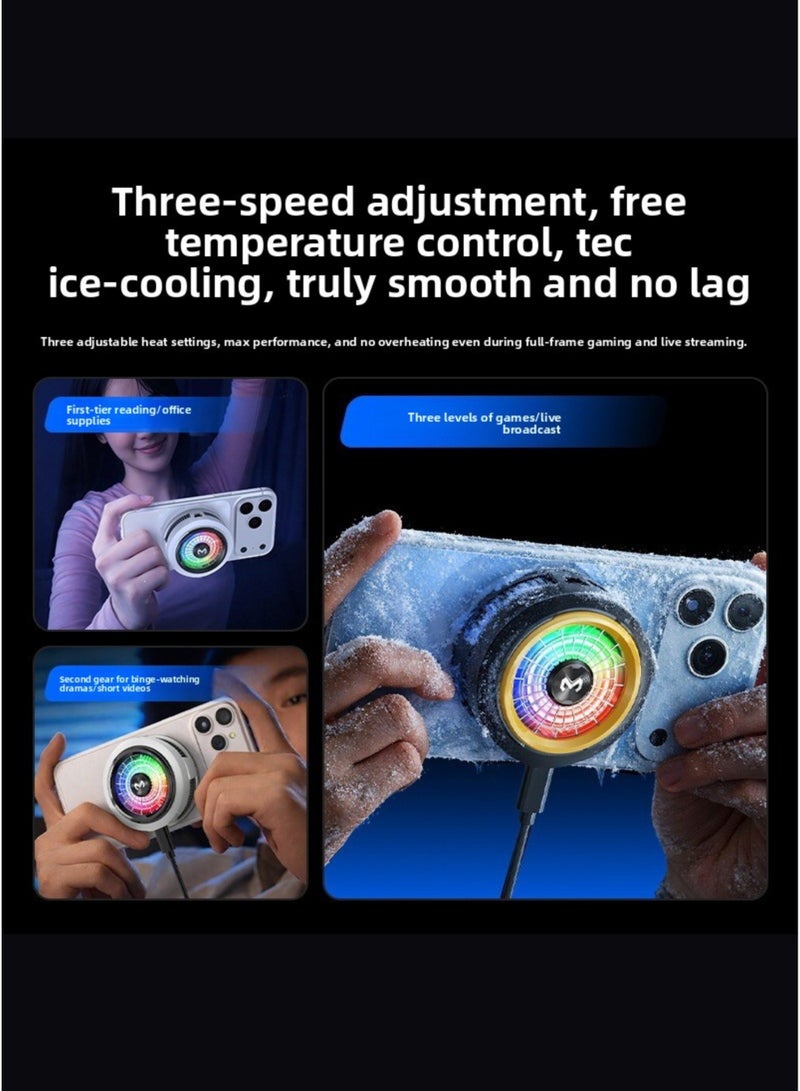 Memo CX20 Magnetic Smartphone Cooler, 15W Semiconductor Phone Cooling Fan with AI Smart Temperature Control, RGB Gaming Radiator, Magnetic Back Clip Mobile Phone Cooler for iPhone 12/13/14/15/16/17 Series, Android Phones, iPad Tablets, Live Streaming, Gaming & Vlogging - Image 4