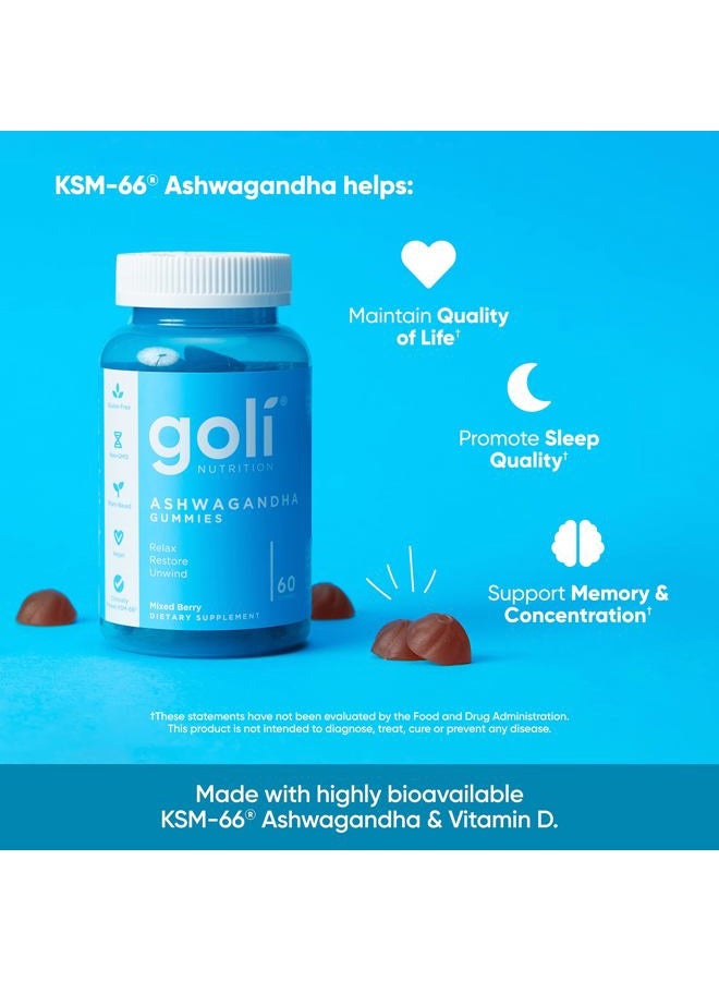 Goli أشواغاندا وفيتامين د حلوى مطاطية 120 حبة - استرخِ. استعد. استمتع. (توت مختلط، KSM-66، نباتي، قائم على النباتات، غير معدّل وراثيًا، خالي من الغلوتين وخالي من الجيلاتين)، عبوة من 2 - Image 4