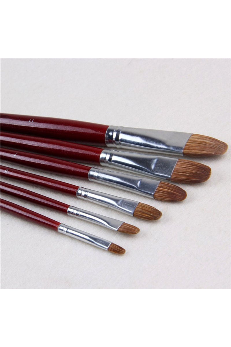 erorex 6pcs/Set High-grade Weasel Hair Oil Painting Brush Hazel Shap Row Pen Long Birch Rod Acrylic Draw... - Image 5