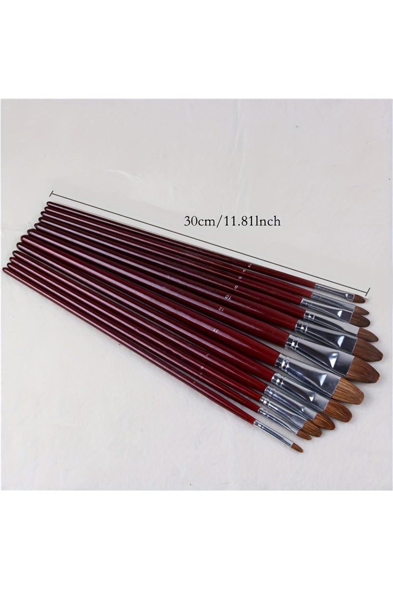 erorex 6pcs/Set High-grade Weasel Hair Oil Painting Brush Hazel Shap Row Pen Long Birch Rod Acrylic Draw... - Image 2