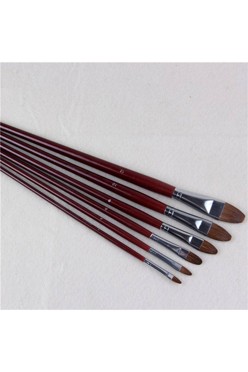 erorex 6pcs/Set High-grade Weasel Hair Oil Painting Brush Hazel Shap Row Pen Long Birch Rod Acrylic Draw... - Image 3