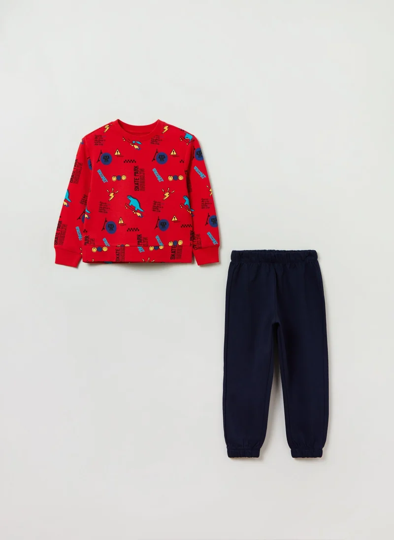او في اس Cotton jogging set with print