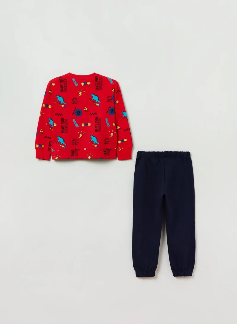 او في اس Cotton jogging set with print