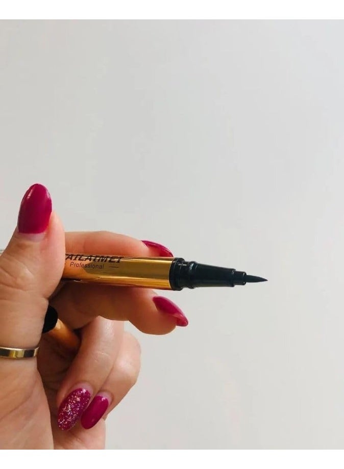 آيلاينر سائل مقاوم للماء من مايت سينما – أسود فاحم بتركيبة تدوم 24 ساعة – قلم تحديد العيون بطرف دقيق يشبه رأس الغزال – مقاوم للتلطخ والتقشر – لإطلالة عيون حادة وجذابة تدوم طوال اليوم - Image 5