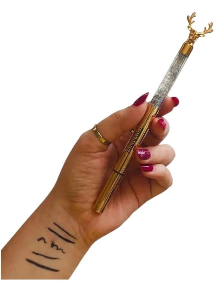 آيلاينر سائل مقاوم للماء من مايت سينما – أسود فاحم بتركيبة تدوم 24 ساعة – قلم تحديد العيون بطرف دقيق يشبه رأس الغزال – مقاوم للتلطخ والتقشر – لإطلالة عيون حادة وجذابة تدوم طوال اليوم - Image 3