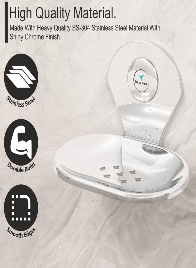 Nexanest Elegent SS-304 Soap Dish/Soap Holder for Bathroom Essentials | Bathroom Accessory/Bathroom Organizer | Wall Mounted Soap Stand with Chrome Finish with Drainage System - Image 3