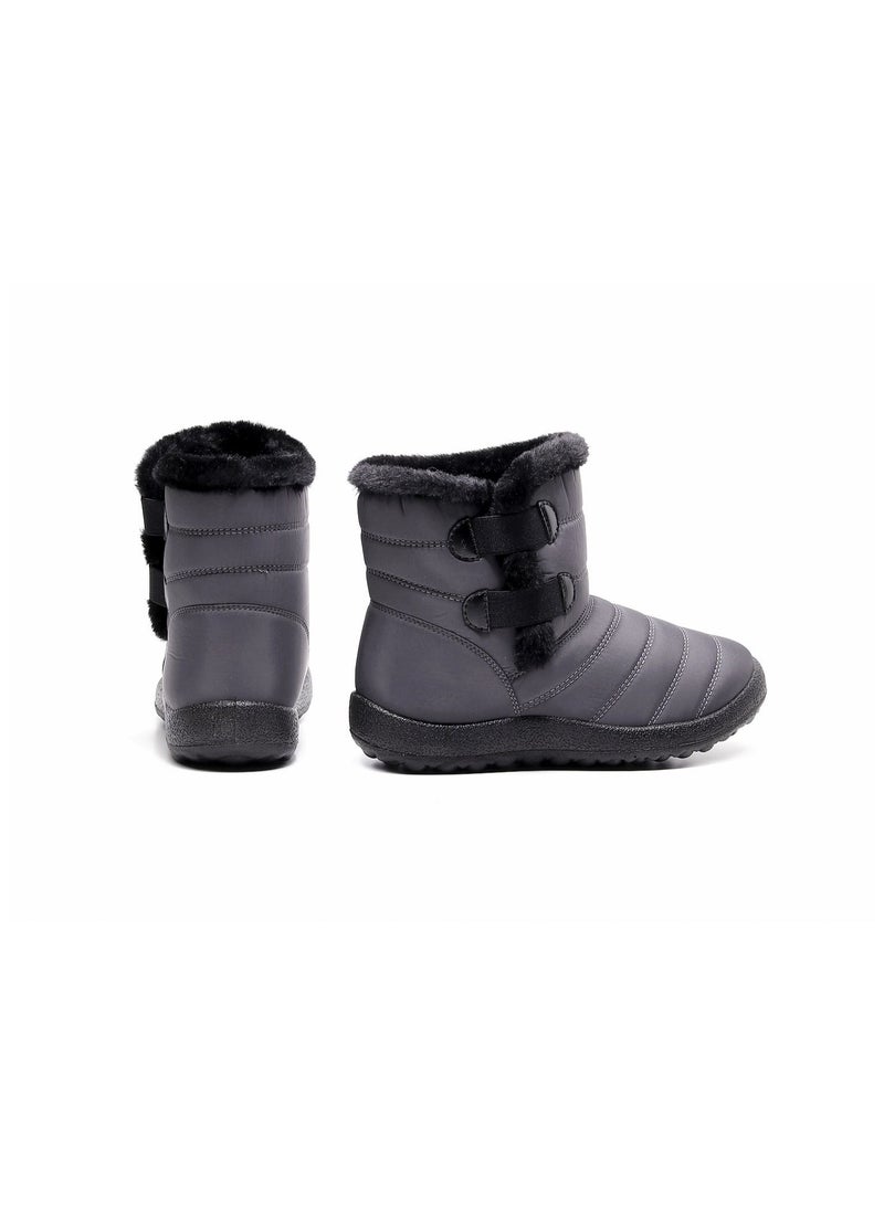 Loquat Women Simple Cotton Boots Grey - Image 3