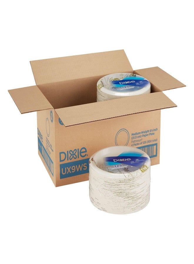 Dixie UX9WS Pathways Soak-Proof Shield Paper Plates, 8 1/2, Grn/Burg, 125/Pk, 4 Pks/Ct - Image 2