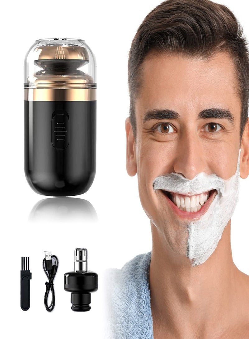 Excefore Mini Portable Electric Shaver Dual Purpose Shaver New Upgrade Mini Electric Razor Shavers for Men One-Button Use USB Mini Shaver Charging Suitable for Home Car Travel (Dark Night Black) - Image 1