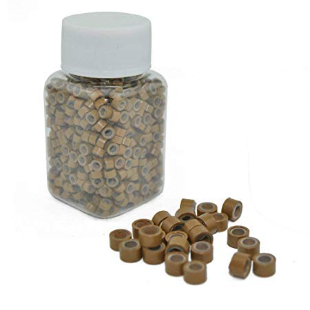 Funyn 1000 Silicone Micro Link Rings 5mm Lined Beads Deadlocks for Hair Extensions Tool 1000PcsPack of 1 1000Pcs Dark Blonde