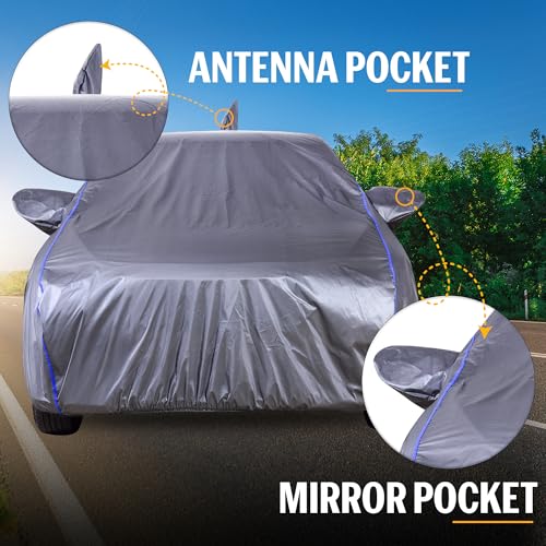 Autofact 210D SuperDuper Waterproof Car Cover for Volkswagen Vento | Mirror & Antenna Pockets, UV & Heat Resistant, Windproof, Scratchproof & Dustproof, Grey Color - Image 4