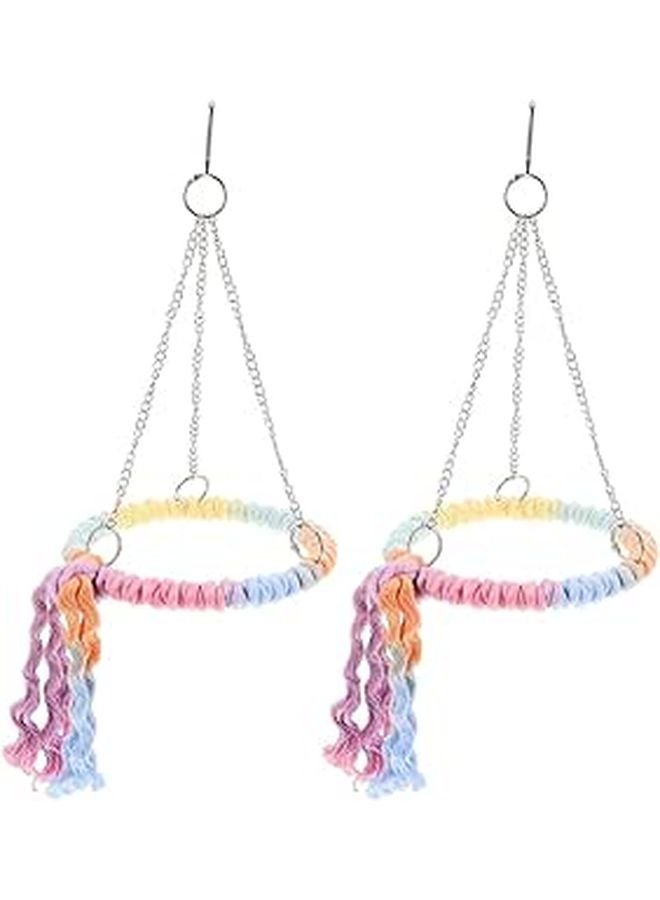 Colorful Cotton Rope Bird Swing Perch Hanging Hammock For Parrots Cockatiels Conures - Image 1