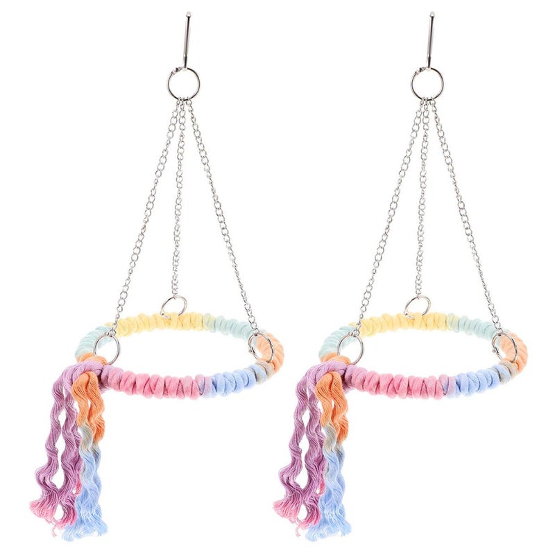 Colorful Cotton Rope Bird Swing Perch Hanging Hammock For Parrots Cockatiels Conures - Image 2