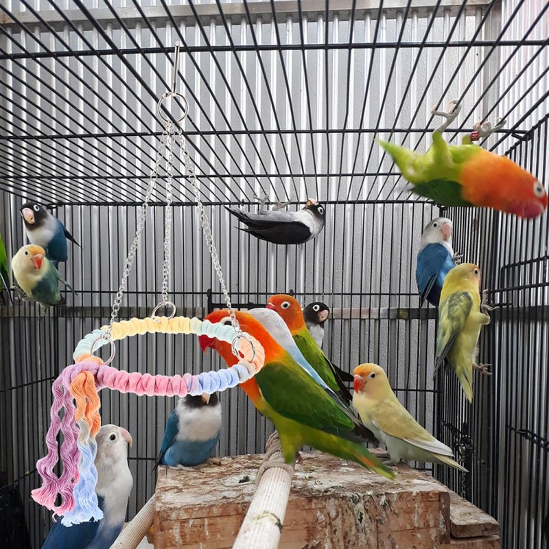 Colorful Cotton Rope Bird Swing Perch Hanging Hammock For Parrots Cockatiels Conures - Image 5