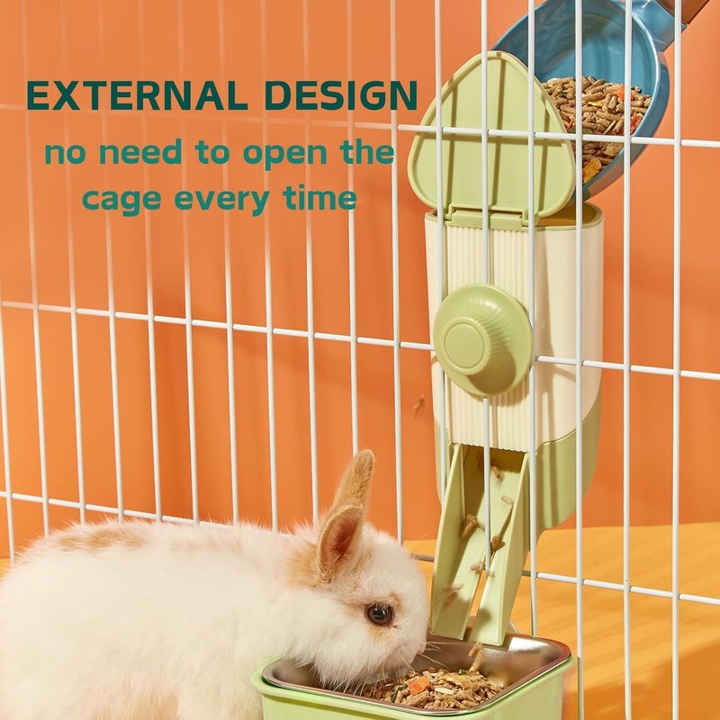 KASTWAVE Extra part combo compatible 3-in-1 Rabbit Hay Feeder Set with Food Bowl and Hanging Hay Rack, Durable Chew-Proof Small Pet Feeder for Bunny, Chinchilla Cage, Easy to Clean and Space-Saving (Green) Multiple design variants - Image 3