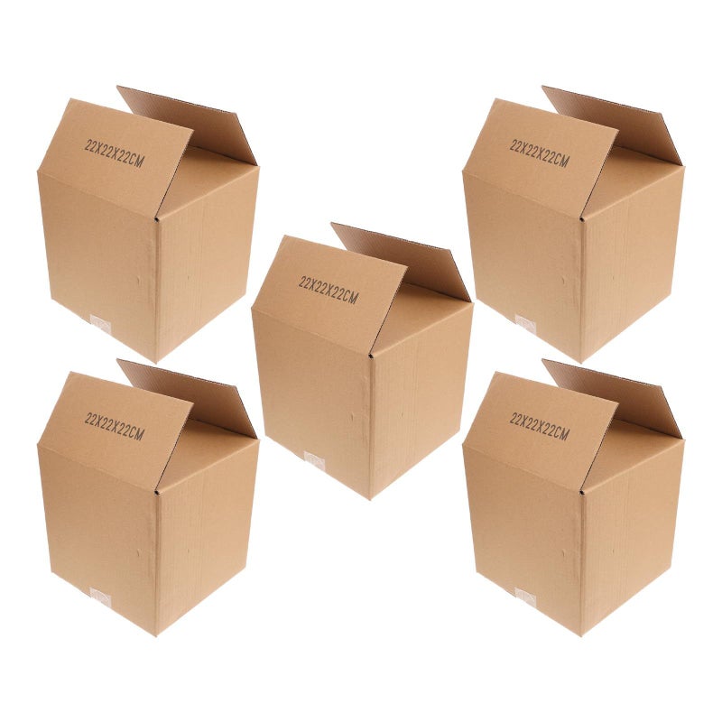 5pcs Medium Square Extra Strong Cardboard Packing Boxes 220x220x220mm Triple Layer Heavy Duty Moving - Image 2