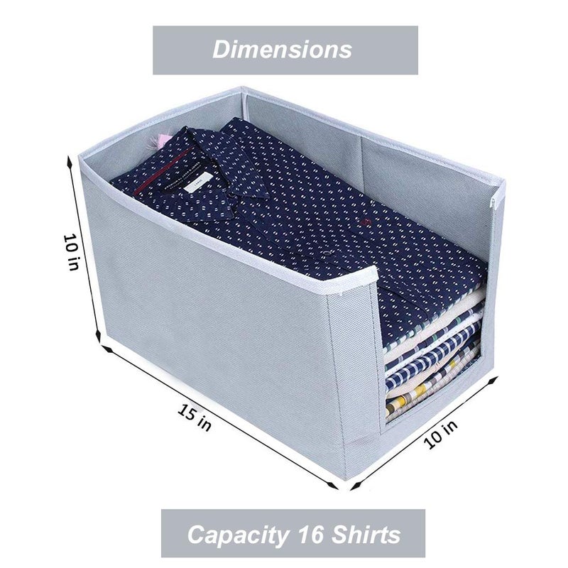 UNICRAFTS Shirt Stacker Wardrobe Organizer Clothing Organizer Non Woven Pack of 9 Grey - Image 2