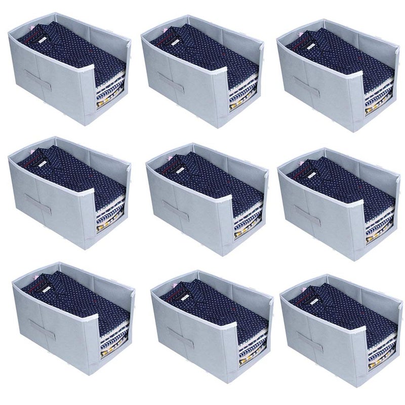 UNICRAFTS Shirt Stacker Wardrobe Organizer Clothing Organizer Non Woven Pack of 9 Grey - Image 1