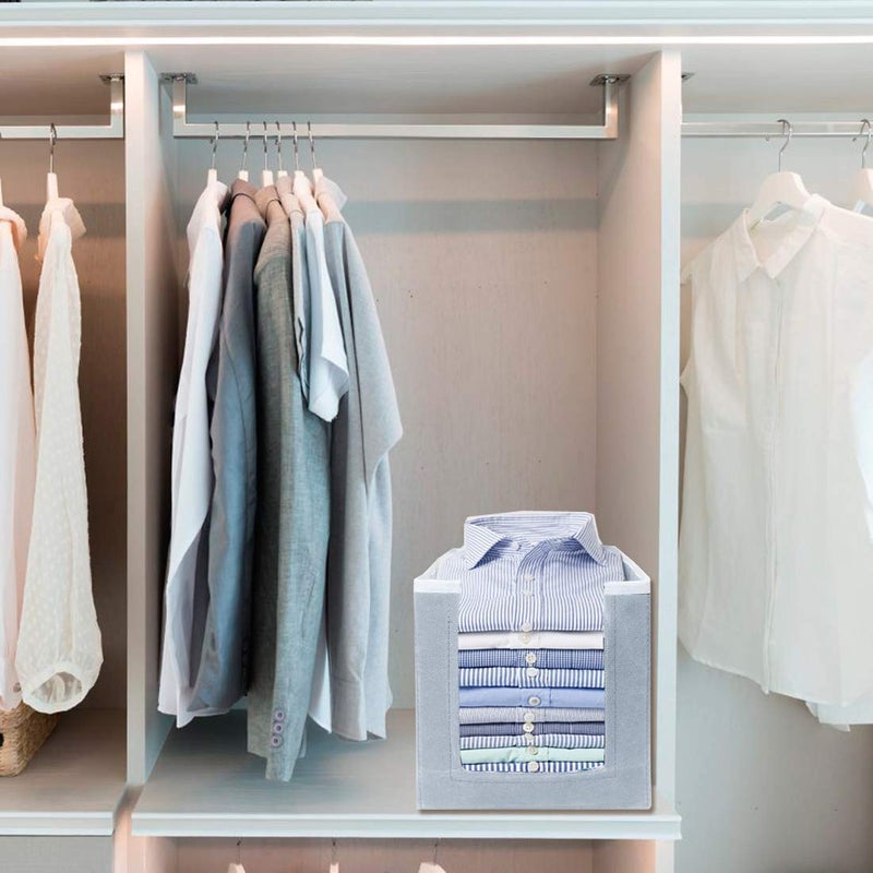 UNICRAFTS Shirt Stacker Wardrobe Organizer Clothing Organizer Non Woven Pack of 9 Grey - Image 4