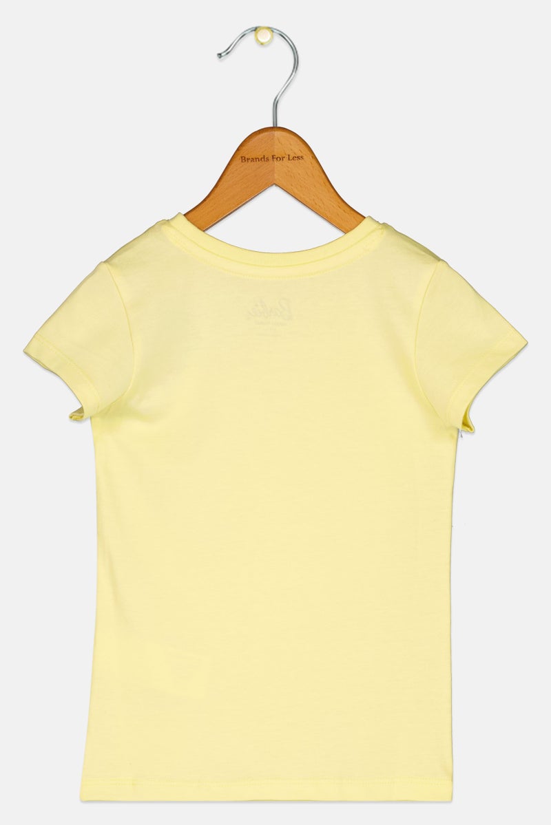 Barbie Toddlers Girl Short Sleeve Graphic T Shirt, Light Yellow - Image 2
