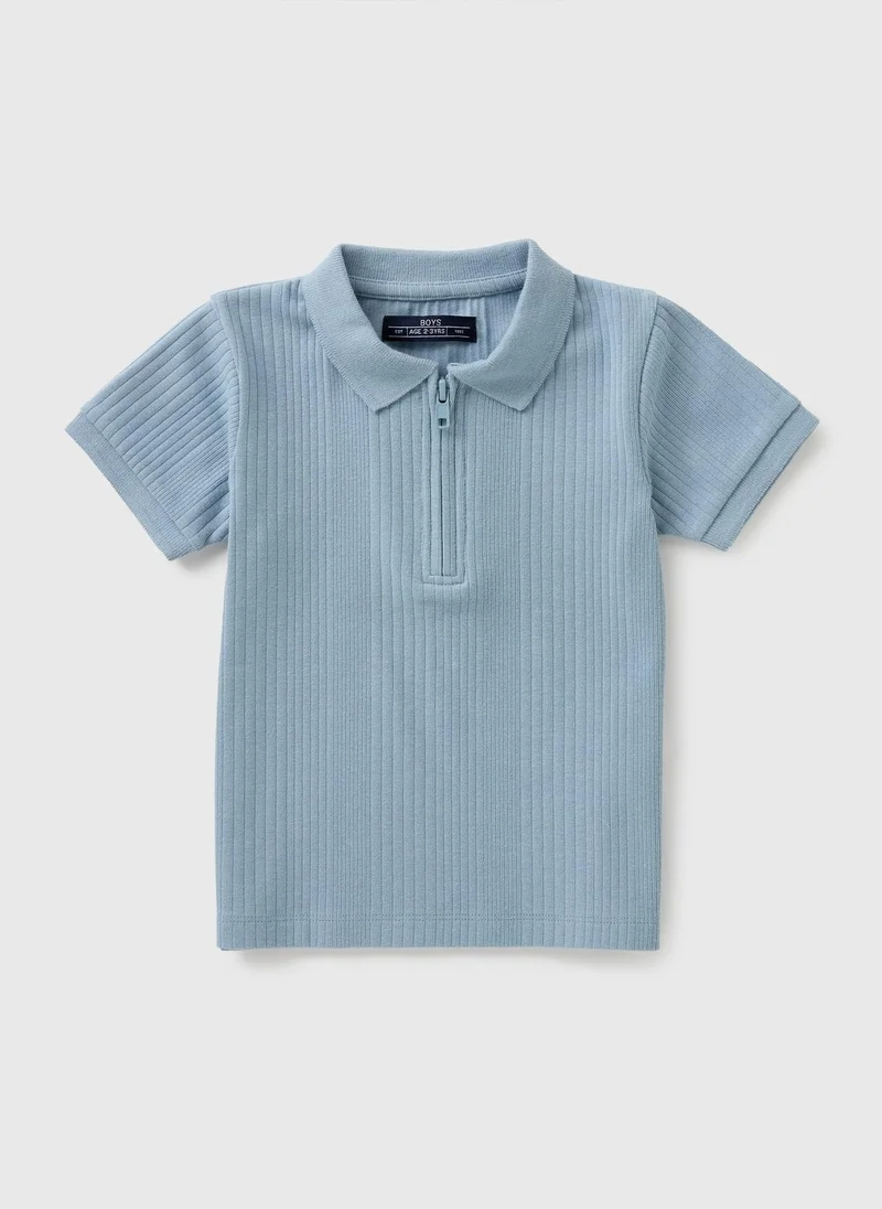 Matalan Boys Blue Ribbed Smart Polo Shirt