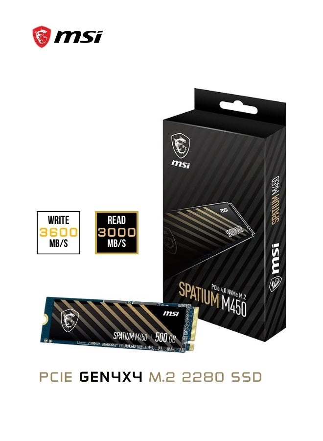 إم اس أي SPATIUM M450 SSD 500GB - PCIe 4.0 NVMe M.2 Internal Solid State Drive for Laptop, Desktop, Gaming PC 500 GB - Image 1