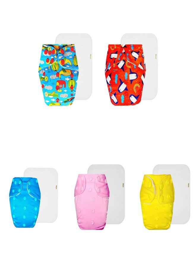Dumbledo Premium Cloth Diaper with Cotton Insert (Pack of 5) | Hypoallergenic | Breathable | Quick Dry | Everyday Diapering Essential | 3 Months - 3 Years | Unisex Baby - Image 1