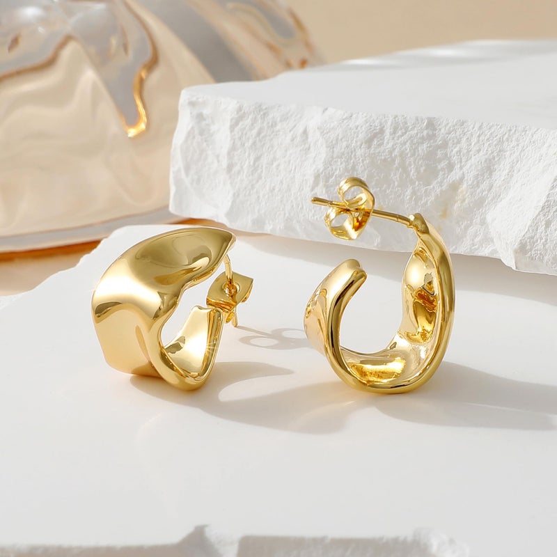 SHERLOVE Trendy Gold Plated Chunky Stud Earrings for Women Statement Geometric Drop Dangle Earrings Lightweight Hypoallergenic Fashion Gold Plated Jewelry - Image 3