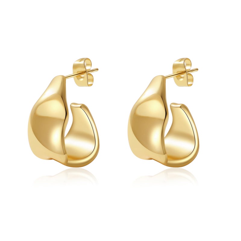 SHERLOVE Trendy Gold Plated Chunky Stud Earrings for Women Statement Geometric Drop Dangle Earrings Lightweight Hypoallergenic Fashion Gold Plated Jewelry - Image 1