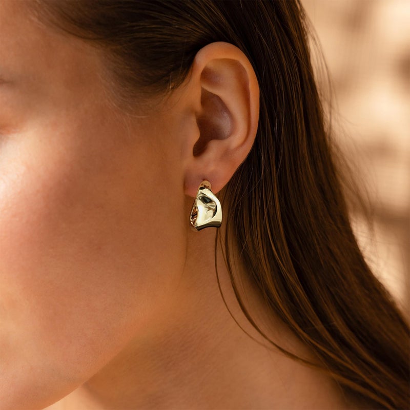 SHERLOVE Trendy Gold Plated Chunky Stud Earrings for Women Statement Geometric Drop Dangle Earrings Lightweight Hypoallergenic Fashion Gold Plated Jewelry - Image 2