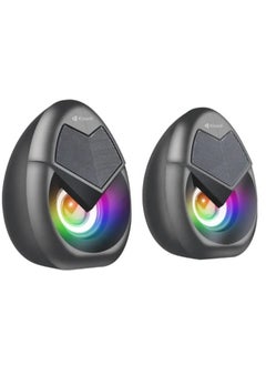 KISONLI 1060 USB + AUX 3.5MM Speaker RGB Speaker for Computer, LAPTOP 3 WATT PER SPEAKER  WITH MODERN ERGONOMIC DESIGN PERFECT FOR YOUR COMPUTER  SETUP