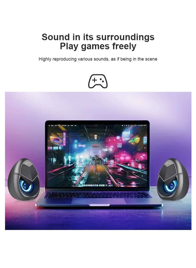 Kisonli - KISONLI 1060 USB + AUX 3.5MM Speaker RGB Speaker for Computer, LAPTOP 3 WATT PER SPEAKER  WITH MODERN ERGONOMIC DESIGN PERFECT FOR YOUR COMPUTER  SETUP - Image 1