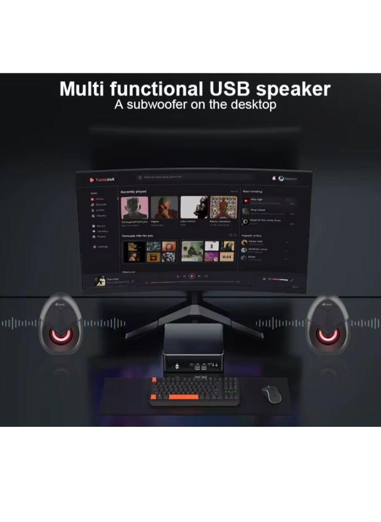Kisonli - KISONLI 1060 USB + AUX 3.5MM Speaker RGB Speaker for Computer, LAPTOP 3 WATT PER SPEAKER  WITH MODERN ERGONOMIC DESIGN PERFECT FOR YOUR COMPUTER  SETUP - Image 1