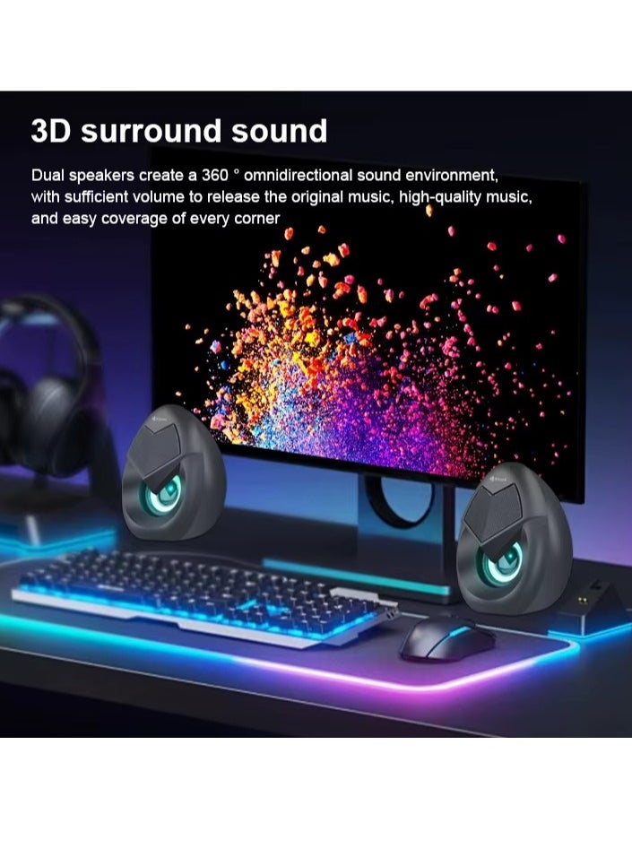 Kisonli - KISONLI 1060 USB + AUX 3.5MM Speaker RGB Speaker for Computer, LAPTOP 3 WATT PER SPEAKER  WITH MODERN ERGONOMIC DESIGN PERFECT FOR YOUR COMPUTER  SETUP - Image 1