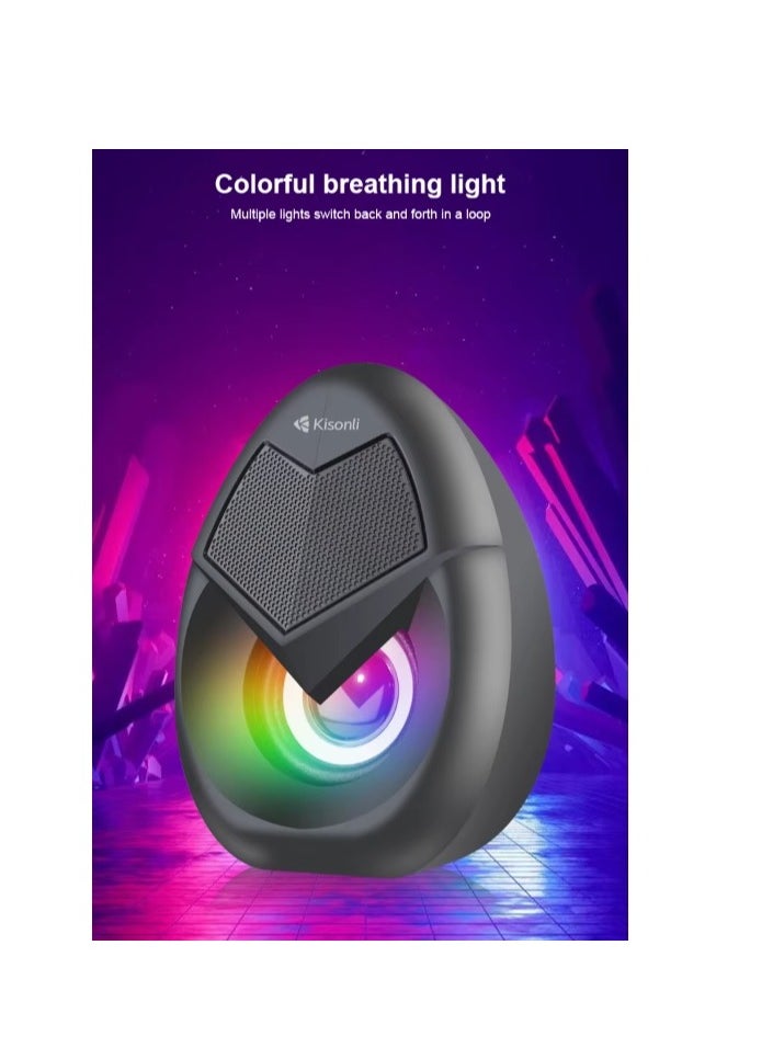 Kisonli - KISONLI 1060 USB + AUX 3.5MM Speaker RGB Speaker for Computer, LAPTOP 3 WATT PER SPEAKER  WITH MODERN ERGONOMIC DESIGN PERFECT FOR YOUR COMPUTER  SETUP - Image 1