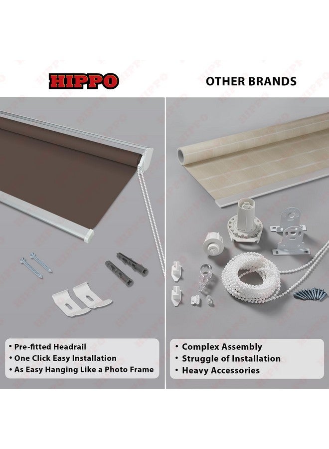 HIPPO Blackout Roller Blinds for Windows with One Click Headrail for Easy Installation Roll Up Down Blind for Home & Office (Muddy-Chocolate, 4FTX7FT) - Image 3