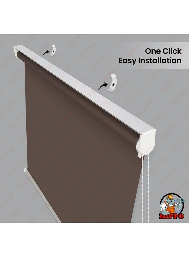 HIPPO Blackout Roller Blinds for Windows with One Click Headrail for Easy Installation Roll Up Down Blind for Home & Office (Muddy-Chocolate, 4FTX7FT) - Image 2
