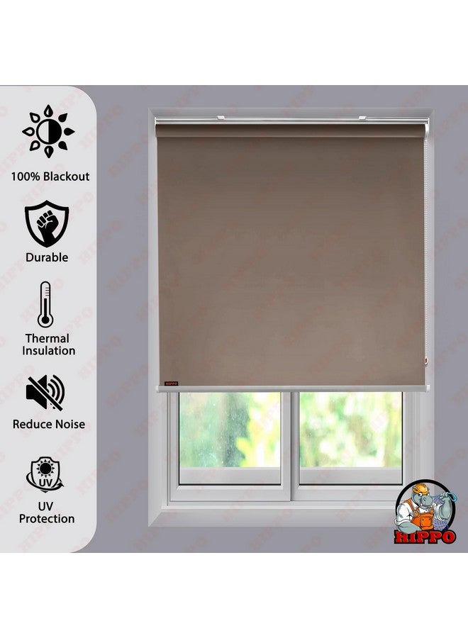 HIPPO Blackout Roller Blinds for Windows with One Click Headrail for Easy Installation Roll Up Down Blind for Home & Office (Muddy-Chocolate, 4FTX7FT) - Image 4