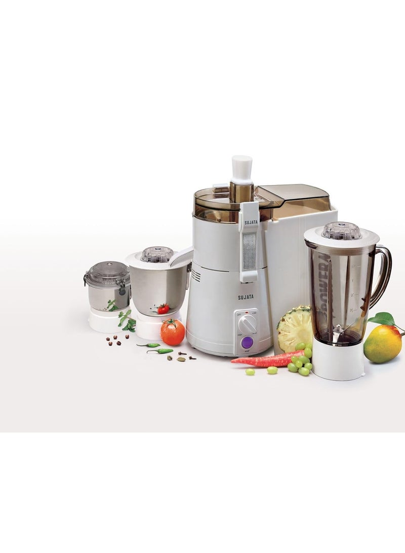 SUJATA خلاط ومطحنة وعصير 4 في 1 من Sujata Powermatic Maxima بقوة 900 واط مع 3 برطمانات (أبيض)  - Image 1